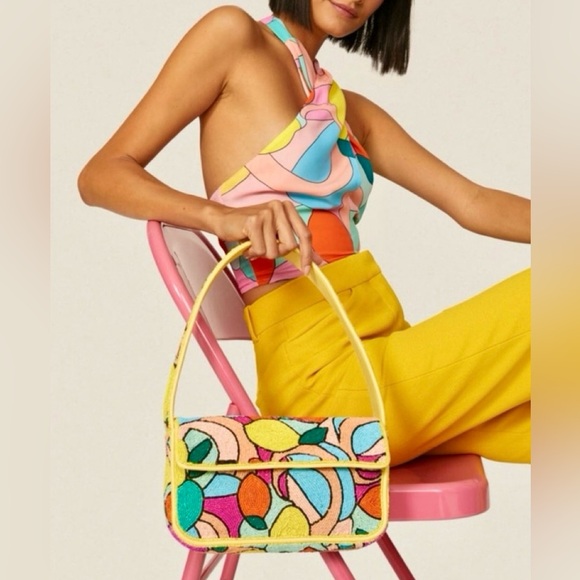 🌺🎉HP🎉🌺 NWOT Staud Beaded Tommy Bag Citrus 🌟Rare Find🌟 - Picture 10 of 16